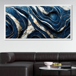 Luxury Abstract Marble in Blue, White & Black - NicheCanvas