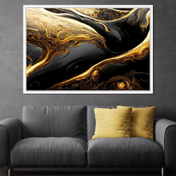 Luxury Abstract Marble in Black & Gold - NicheCanvas