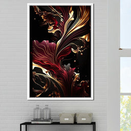 The Marble-Lux Collection: Dark Red & Vibrant Gold 02 - NicheCanvas