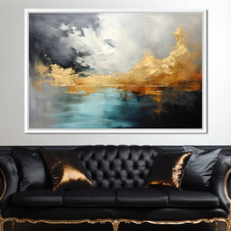 Gold and Teal Abstraction - NicheCanvas