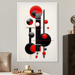 Architectural Symphony in Red and Charcoal - NicheCanvas