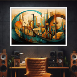Divine Brushstrokes of Orange and Teal - NicheCanvas