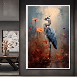 Autumn Heron Feathered Dawn - NicheCanvas