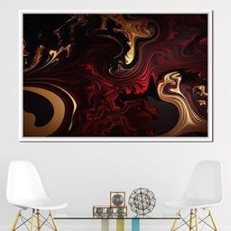 The Marble-Lux Collection: Dark Red & Vibrant Gold 15 - NicheCanvas