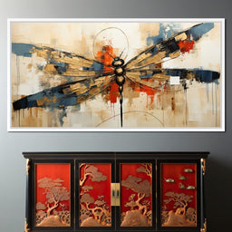 Golden Royal Geometric Harmony Dragonfly - Wildrose Creations - NicheCanvas