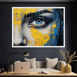 Blue Yellow Urban Graffiti Eye - NicheCanvas