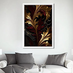 The Marble-Lux Collection: Dark Red & Vibrant Gold 04 - NicheCanvas