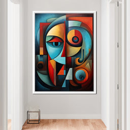 Scarlet, Sienna, and Mustard Cubism - NicheCanvas