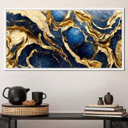 Luxury Abstract Marble in Gold & Blue - NicheCanvas
