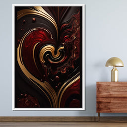 The Marble-Lux Collection: Dark Red & Vibrant Gold 05 - NicheCanvas