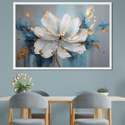 Golden Bloom in Turquoise Dream | NicheCanvas