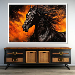 Ebony Blaze Amidst Ember Glow - NicheCanvas
