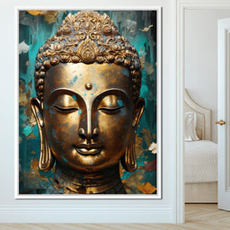 Golden Gaze of Buddha's Visage - NicheCanvas