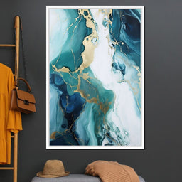 Glossy Marbling Liquid Abstraction - NicheCanvas