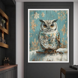 Winter Owls Golden Gaze - NicheCanvas