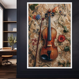 Violin Strings and Floral Notes - NicheCanvas
