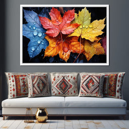 Autumnal Raindrop Leaves - NicheCanvas