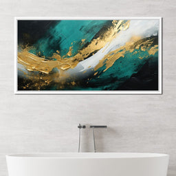 Emerald Currents with Gold - NicheCanvas