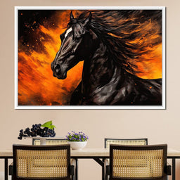 Ebony Blaze Amidst Ember Glow - NicheCanvas