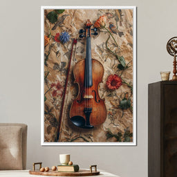Violin Strings and Floral Notes - NicheCanvas
