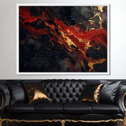 Red Gold and Black Abstraction - NicheCanvas