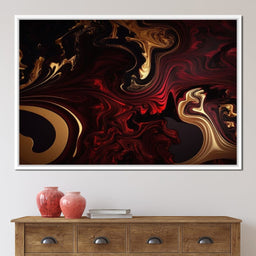 The Marble-Lux Collection: Dark Red & Vibrant Gold 15 - NicheCanvas
