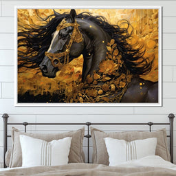 Gilded Black Horse - NicheCanvas