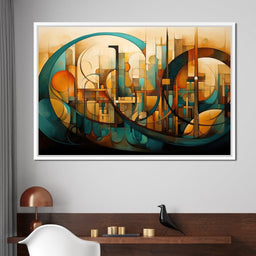 Divine Brushstrokes of Orange and Teal - NicheCanvas