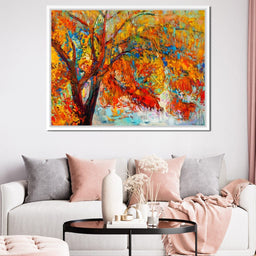 Red & Yellow Autumn Tree - NicheCanvas