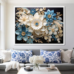 Golden Petals in Azure Nature - NicheCanvas