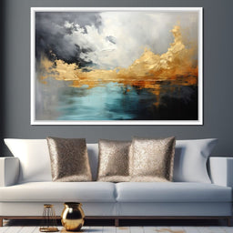 Gold and Teal Abstraction - NicheCanvas