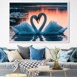 Swans In Love - Tooples Art - NicheCanvas