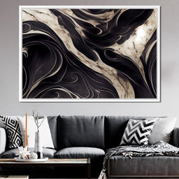 Luxury Abstract Marble in Black & White - NicheCanvas