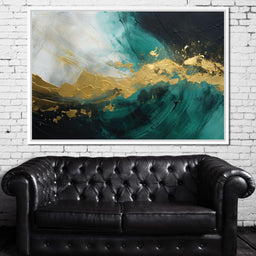 Emerald Tide with Golden Crest - NicheCanvas