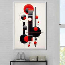 Architectural Symphony in Red and Charcoal - NicheCanvas