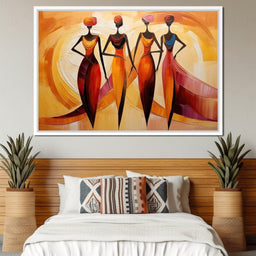 Golden Trio in Maroon Elegance - NicheCanvas