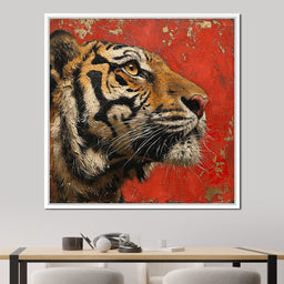 Tiger Gaze in Vermilion Majesty - NicheCanvas