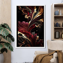 The Marble-Lux Collection: Dark Red & Vibrant Gold 02 - NicheCanvas