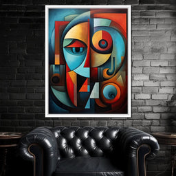 Scarlet, Sienna, and Mustard Cubism - NicheCanvas