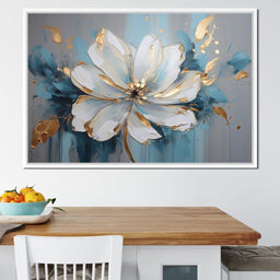Golden Bloom in Turquoise Dream - NicheCanvas