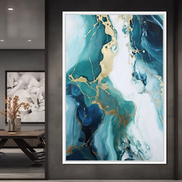 Glossy Marbling Liquid Abstraction - NicheCanvas