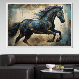 Gilded Teal Horse - NicheCanvas