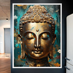 Golden Gaze of Buddha's Visage - NicheCanvas