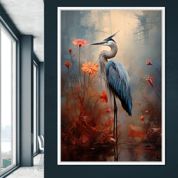 Autumn Heron Feathered Dawn - NicheCanvas