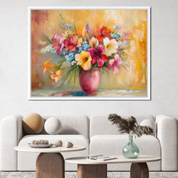 Sunlit Floral Vase Arrangement - NicheCanvas