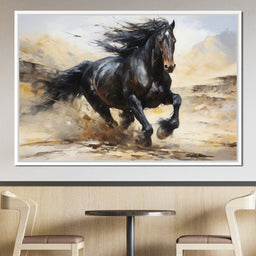 Stocky Black Horse - NicheCanvas