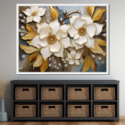 Golden Vortex of Organic Blooms - NicheCanvas