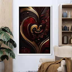 The Marble-Lux Collection: Dark Red & Vibrant Gold 05 - NicheCanvas