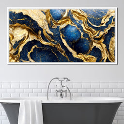 Luxury Abstract Marble in Gold & Blue - NicheCanvas