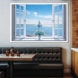 Azure Breeze Window View - NicheCanvas